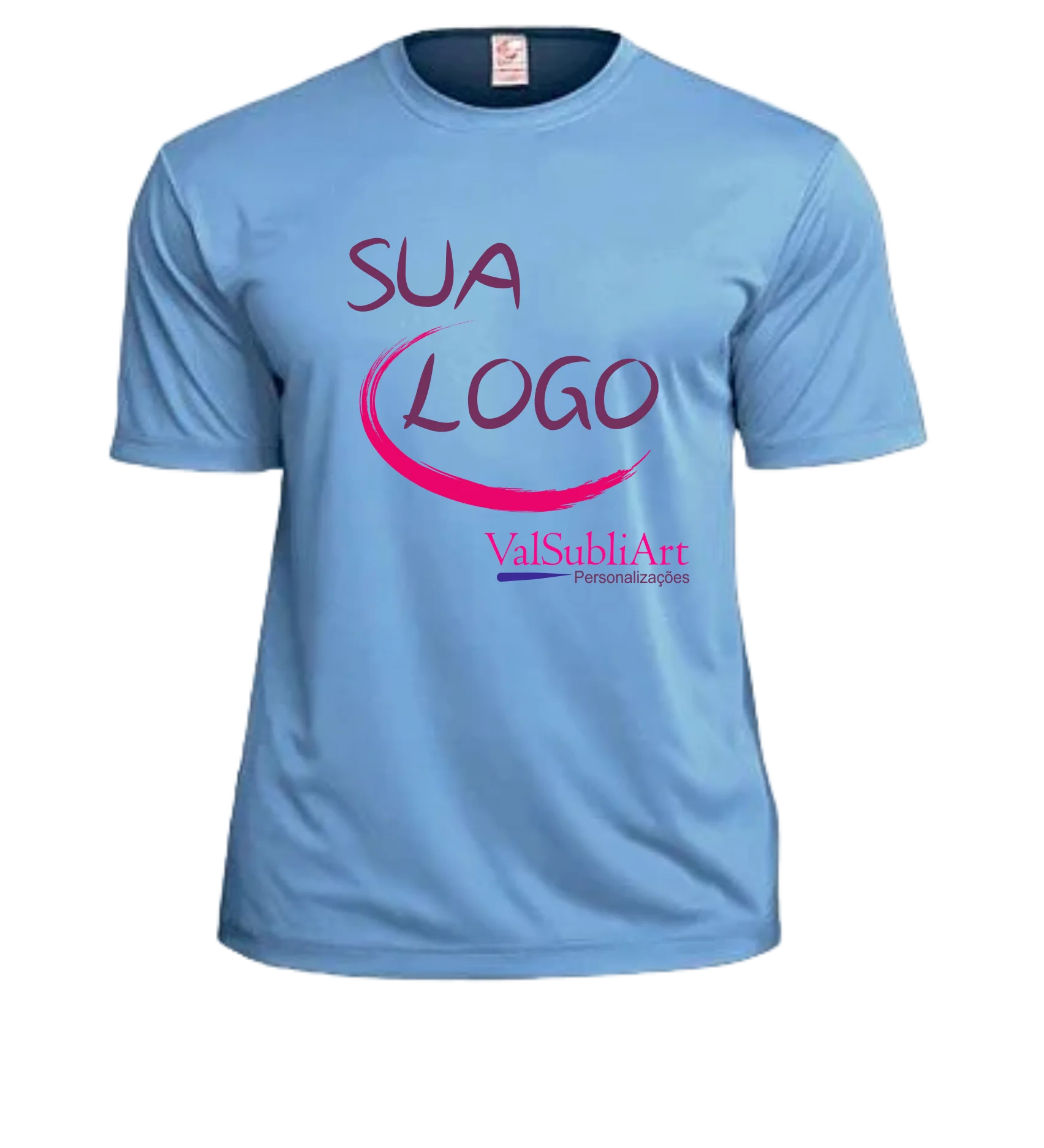 Camiseta Com Logo | foto Frente E Costas, Uniforme Empresa | Azul