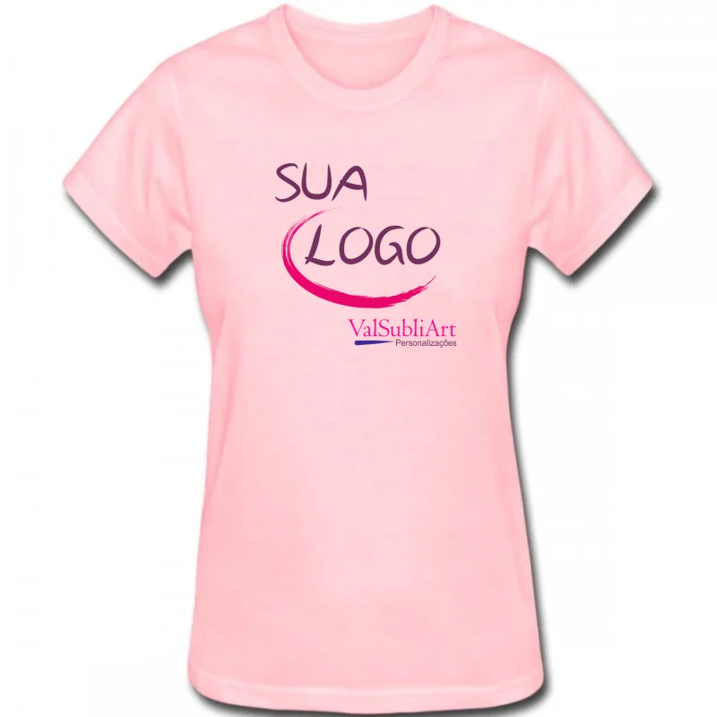 Camiseta Com Logo | foto Frente E Costas, Uniforme Empresa | Rosa