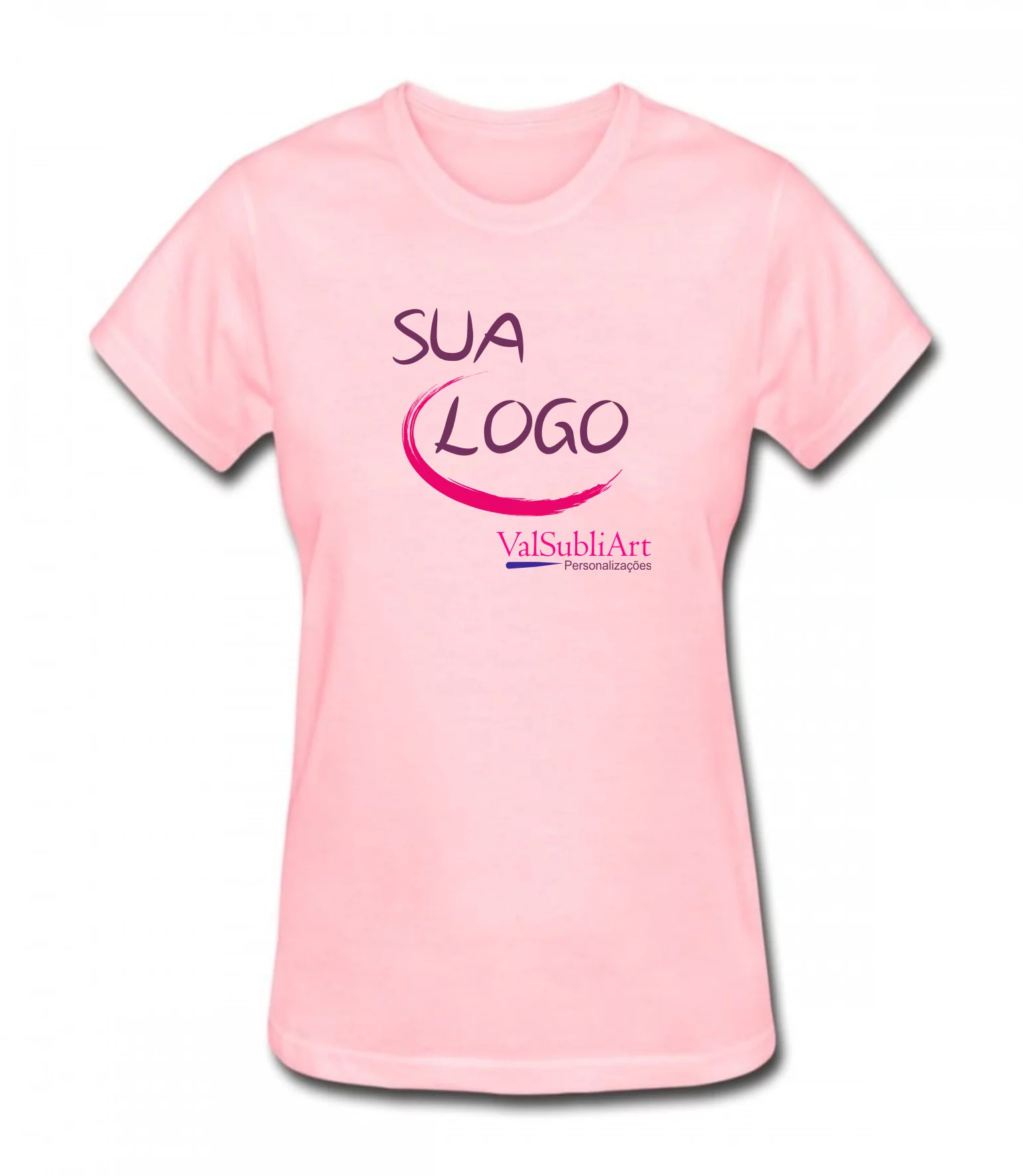 Camiseta Com Logo | foto Frente E Costas, Uniforme Empresa | Rosa